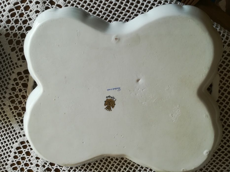 Travessa de Limoges antiga pintada à mão + Canecas de cerveja