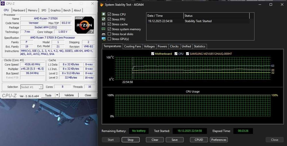 Комплект Asus TUF Gaming B450M-Pro II + Ryzen 7 5700x