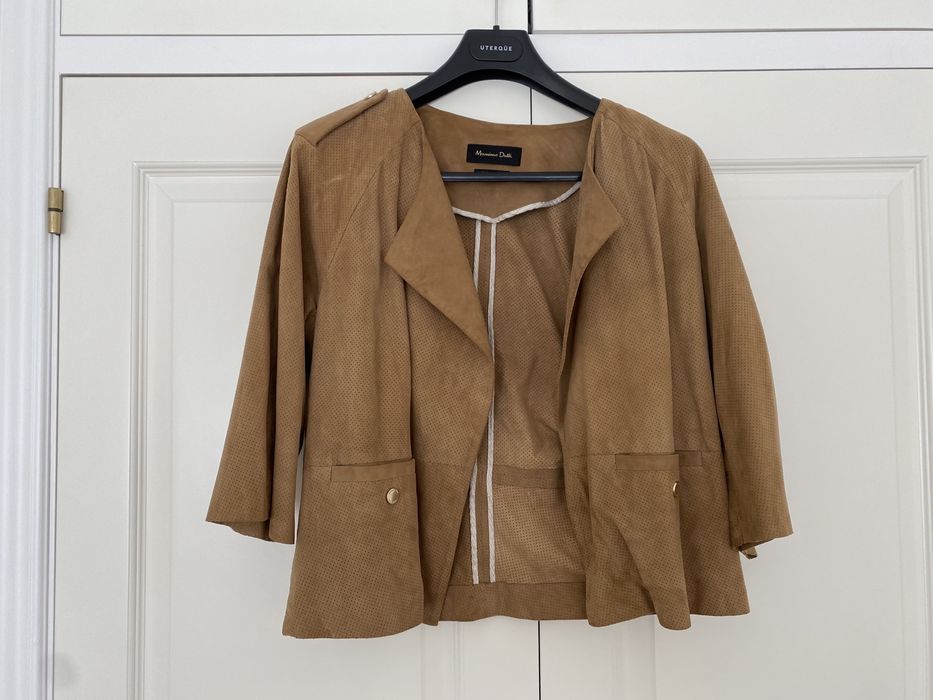 Casaco em pele/camurça clara da massimo dutti D