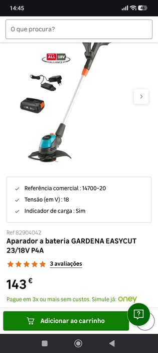 Aparador relva Gardena ( bateria incluida)