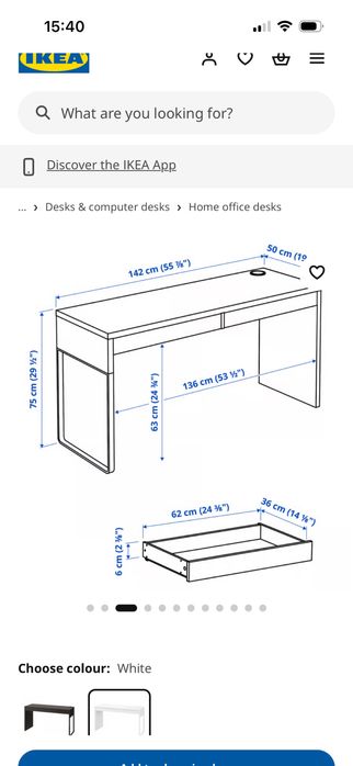 Mesa branca 142x50 IKEA