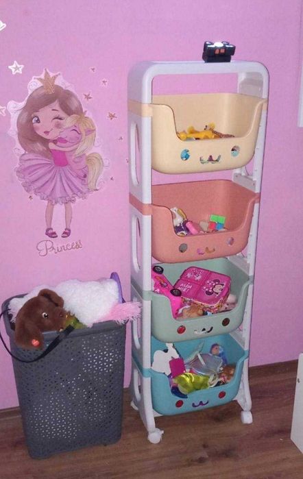 Regał Dziecięcy Na Kółkach Z Pojemnikami Kolorowy Organizer