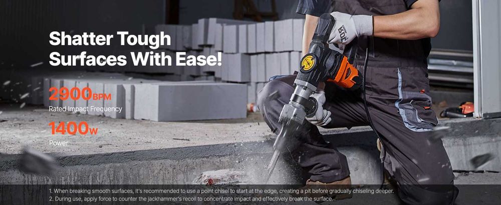 D21-Vevor Martelo de demolição 1400w com ponteiras 2900 BPM com mala