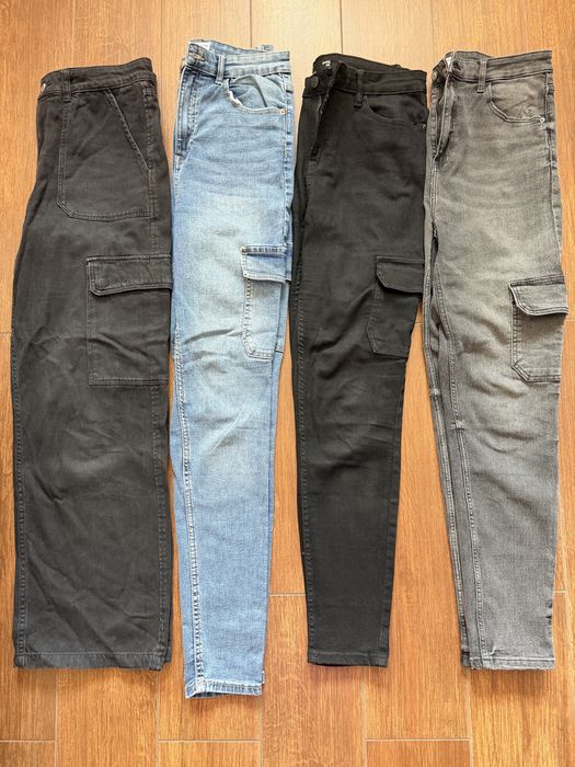 Zestaw jeansów dżinsów cargo r. 38 bershka sinsay