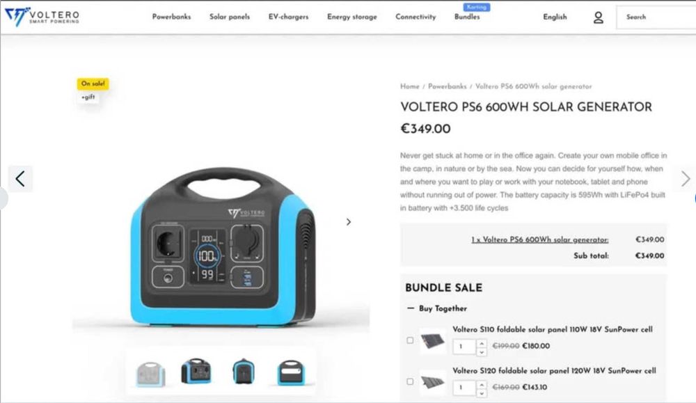 Power Station Voltero PS6 600Wh solar generator (Novo na Caixa c/garantia)