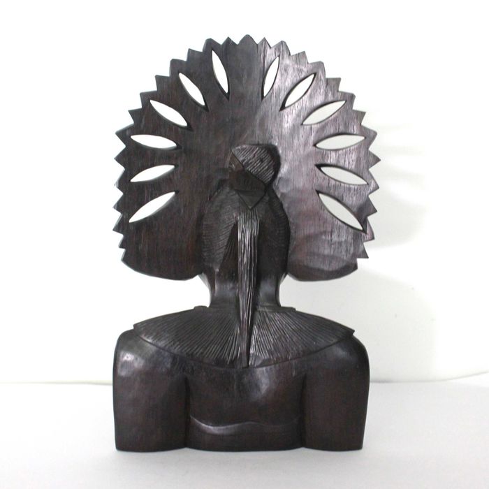 Escultura Ébano - Busto Bailarina Bali