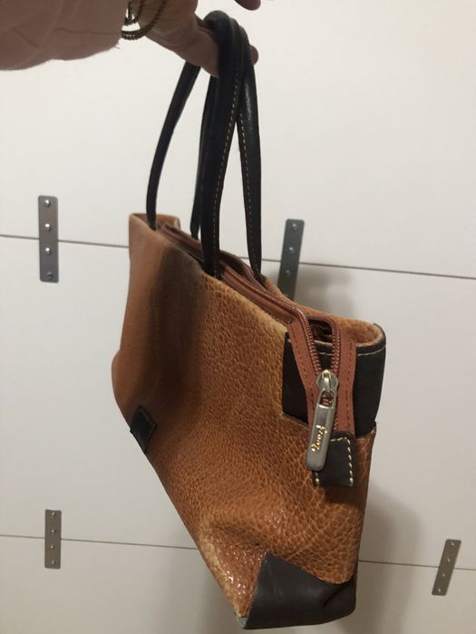 Carteira Franzi original cor camel e castanho em pele