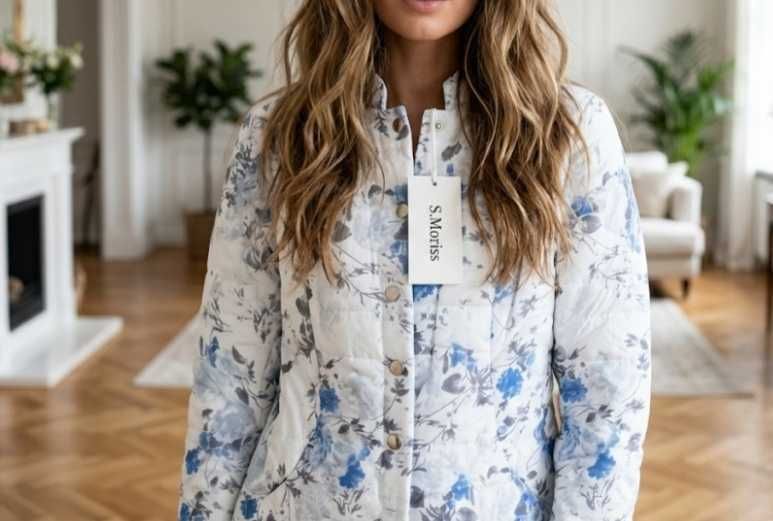 Kurtka pikowana kwiaty