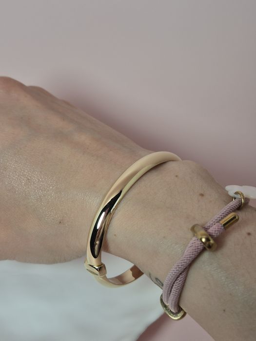 Złota bransoletka bangle sztywna zaokrąglona gładka szeroka p. 585