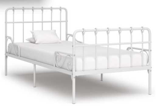 Cama branca em ferro extensível com colchão incluído