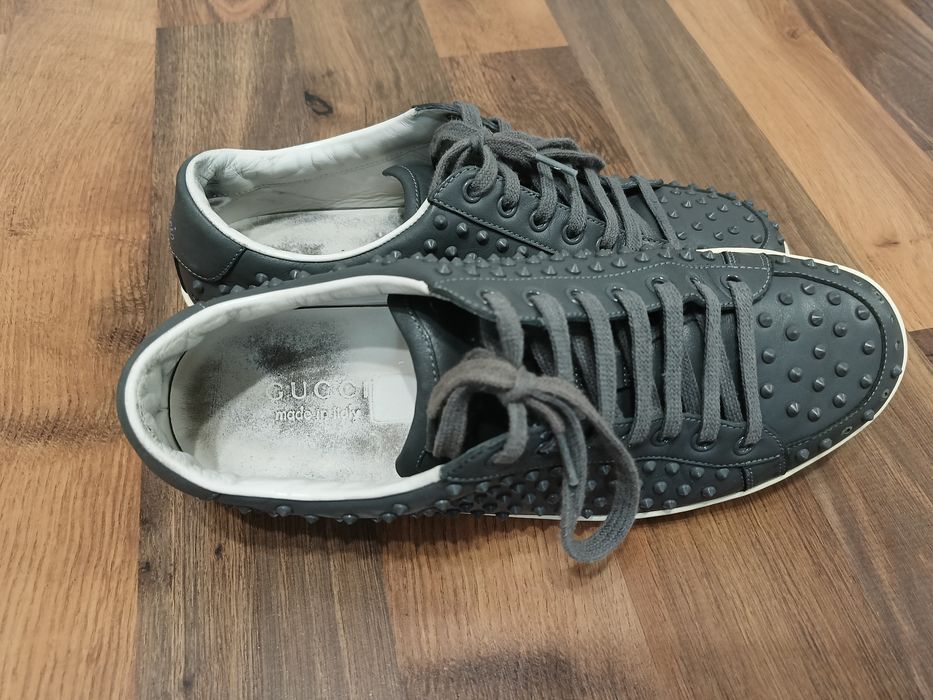 Продам Gucci Gray Leather Studded Spikes Sneakers Trainers