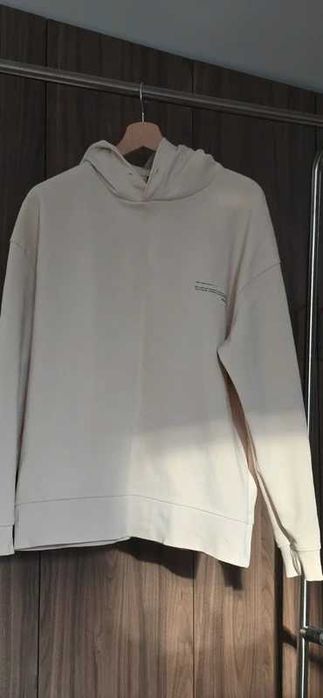Bluza z kapturem Zara beżowa kremowa bawełna