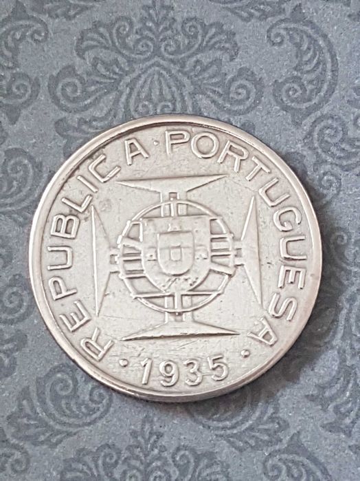 Prata Moeda 5 Escudos Colónia de Mocambique 1935