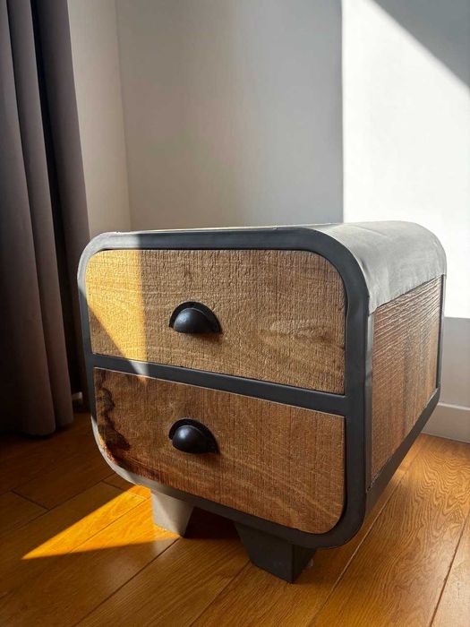 Szafka nocna (2 sztuki), styl loftowy, ręczna robota, Guido
