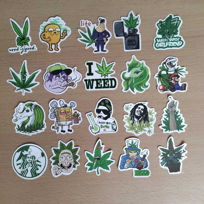 50 Stickers Autocolantes Weed