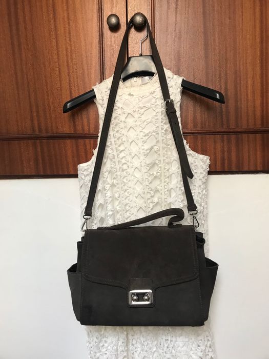 Mala de pele croute antracite, ZARA