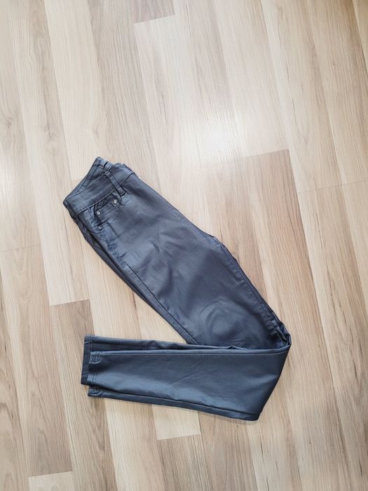 Szare spodnie skinny woskowane, elastyczne | r. XS/S
