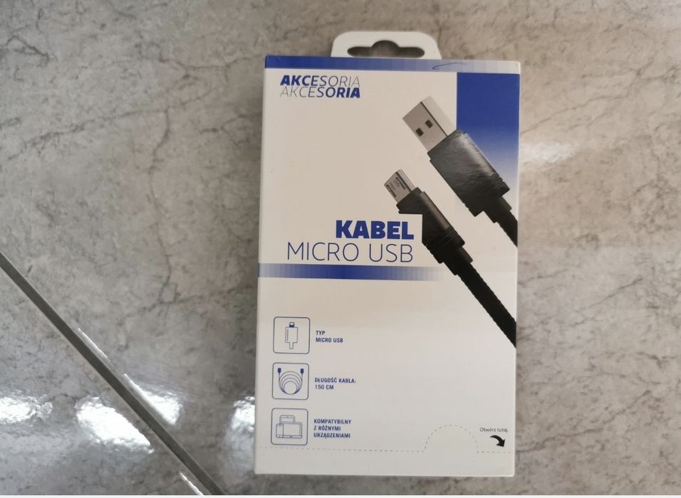 Kabel MICRO USB o długości 150 cm + przesyłka 
- nowe
- fabrycznie zam