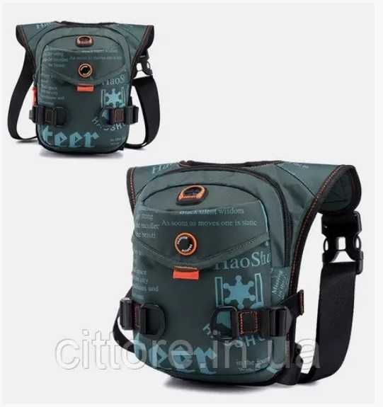 Поясная сумка экокожа черный коричневый цвет многофункциональная