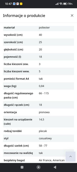 Plecak Wittchen do samolotu, miejski
