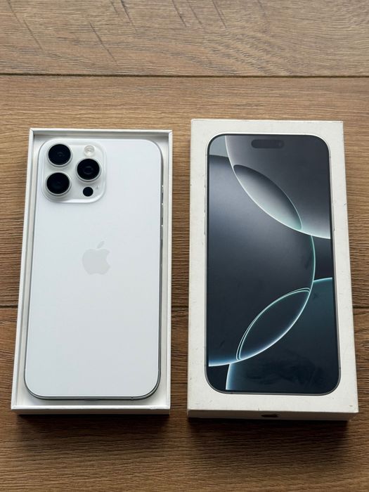 iPhone 16 Pro Max White Titanium 256GB Super Stan! Bateria 90%| Cały Zestaw!