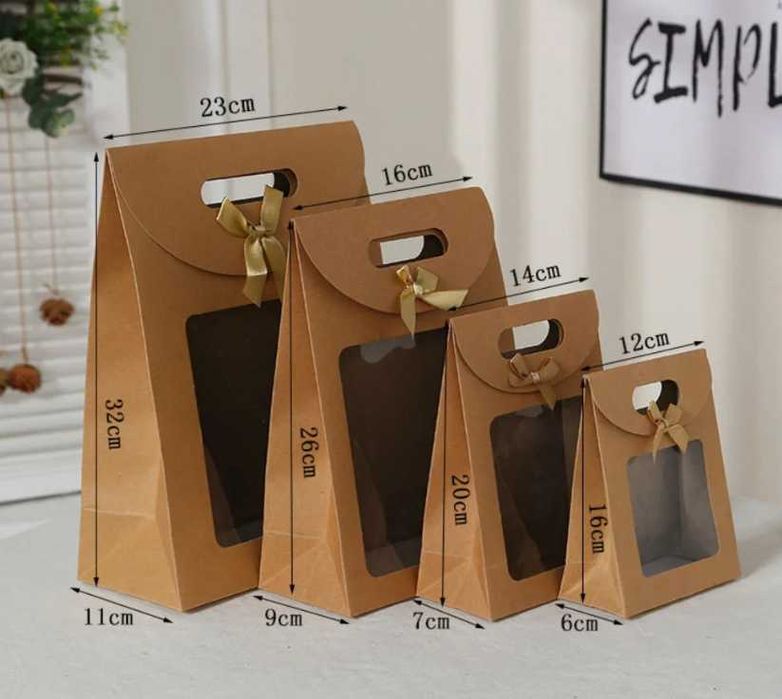 Пакет крафтовый подарочный с прозрачным окном