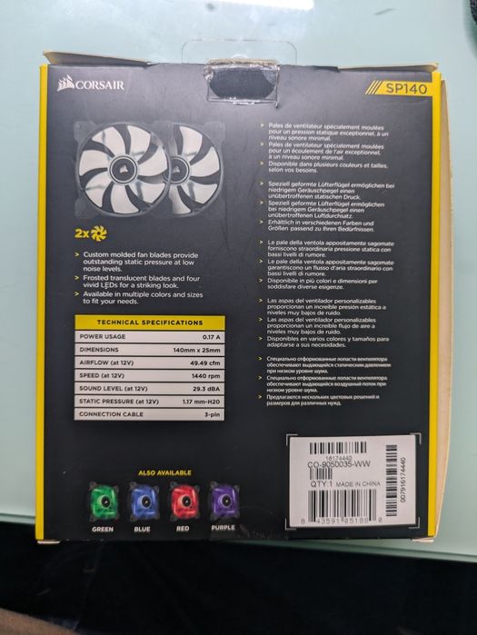 Ventoinhas Corsair SP140 Led