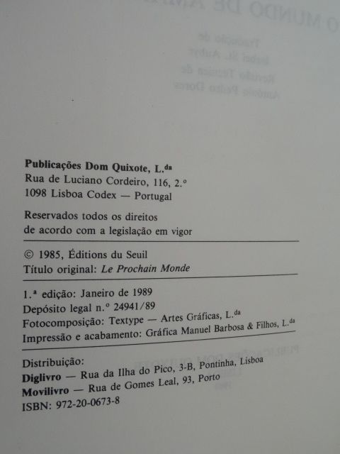 O Mundo Amanhã de Albert Bressand e Catherine Distler - 1ª Edição
