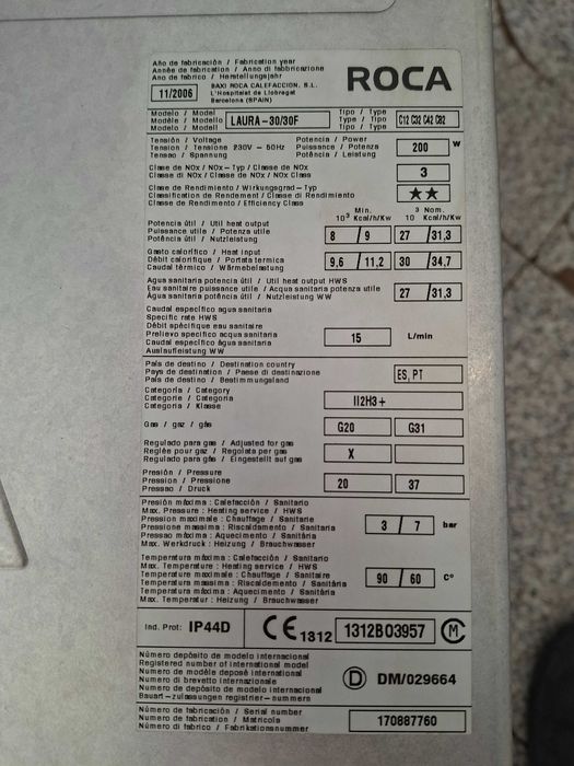 Caldeira Roca Laura 30 / 30 F  - Peças