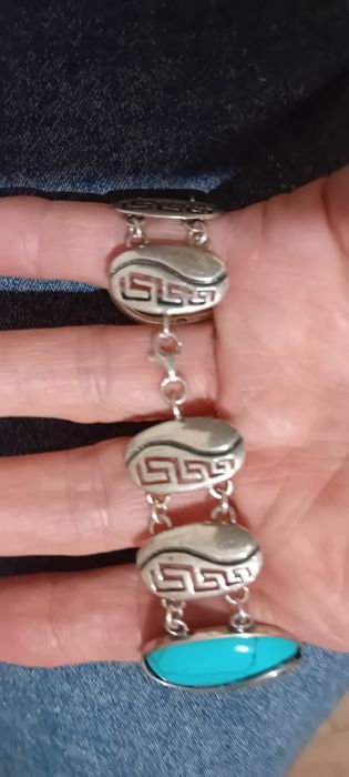 Srebrna bransoleta z turkusem ,kolczyki gratis