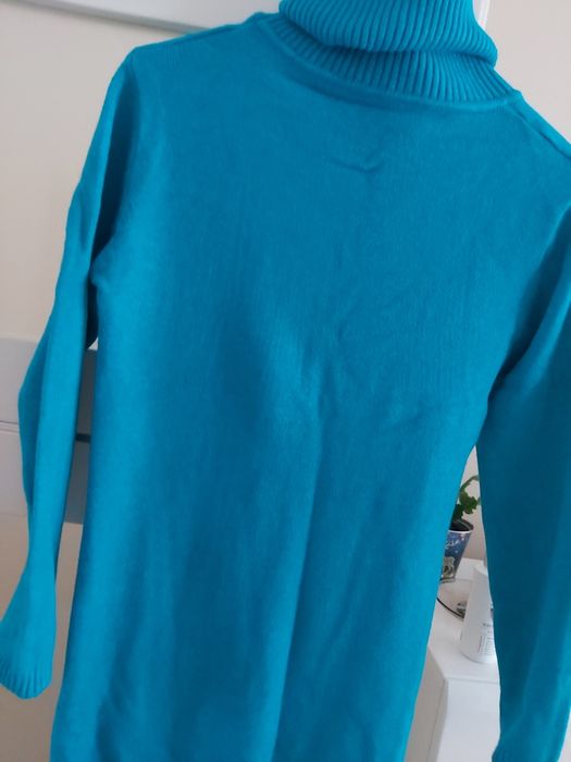 Ciepły golf sweter niebieski