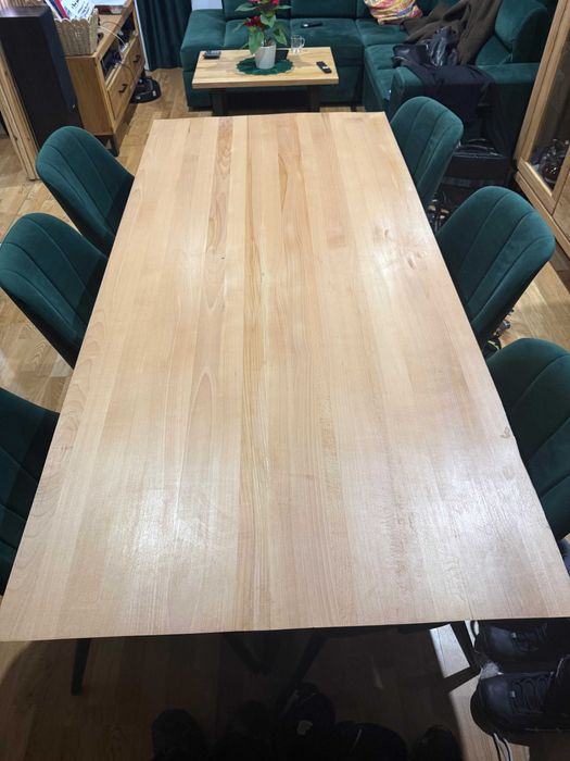 Dębowy stół do salonu 197x93 cm, nogi typu "pałąk" (solidny)