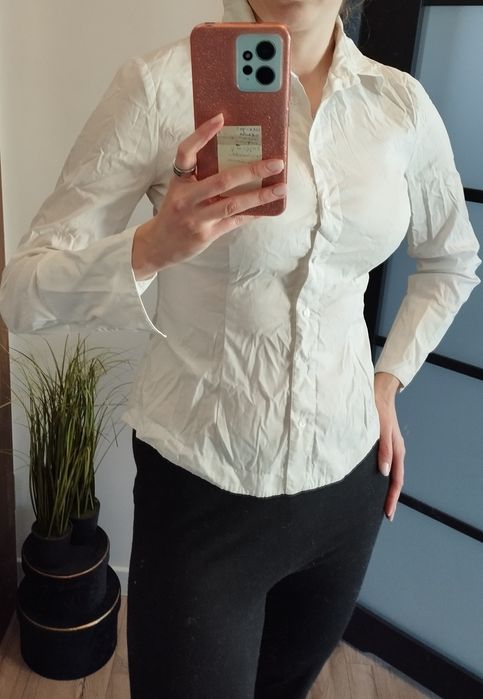 Biała elegancka koszula z kołnierzykiem do biura pracy Orsay M 38