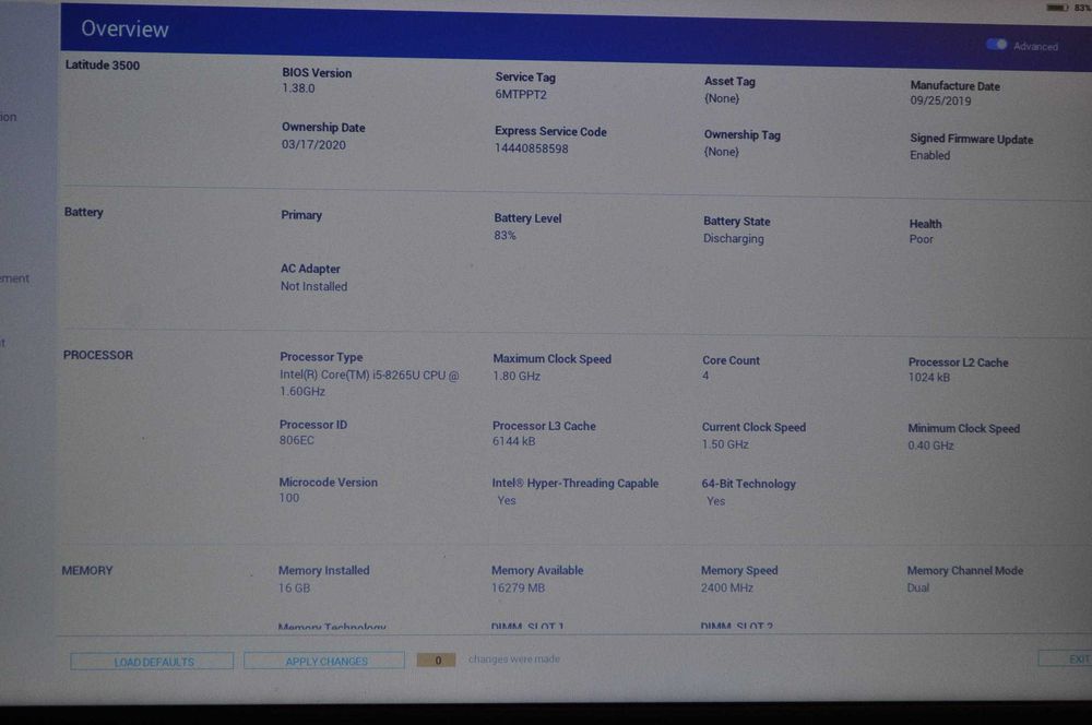 Dell Latitude 3500 i5 16GB 2506b ssd  FHD Wiin11P
