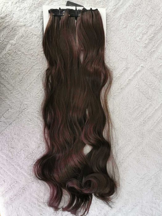 Włosy doczepiane średni brąz 8 tresek 55 cm