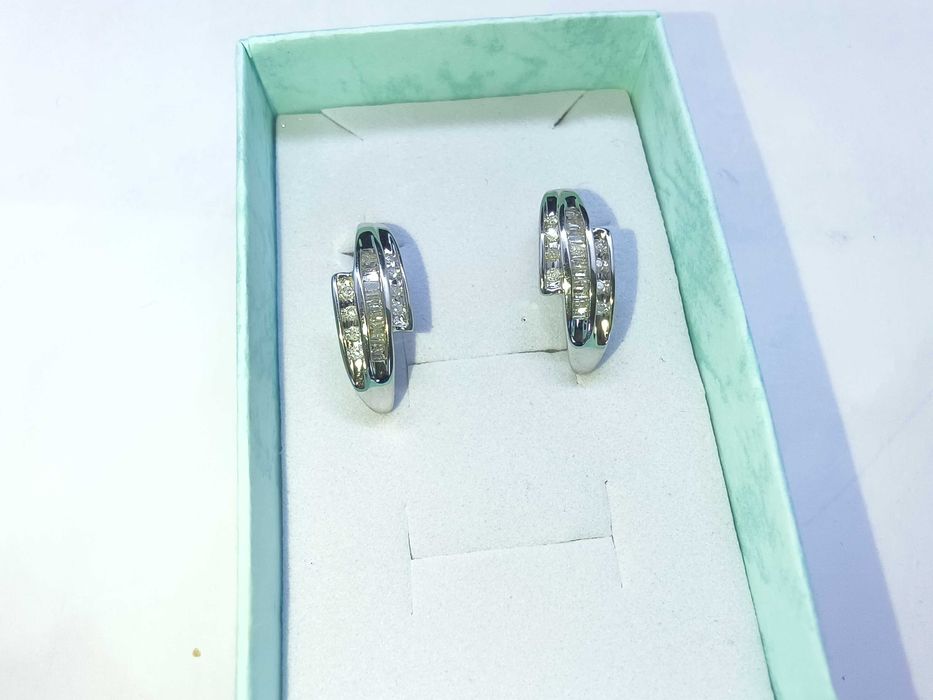 Złote kolczyki z diamentami, brylantami 0,32ct certyfikat