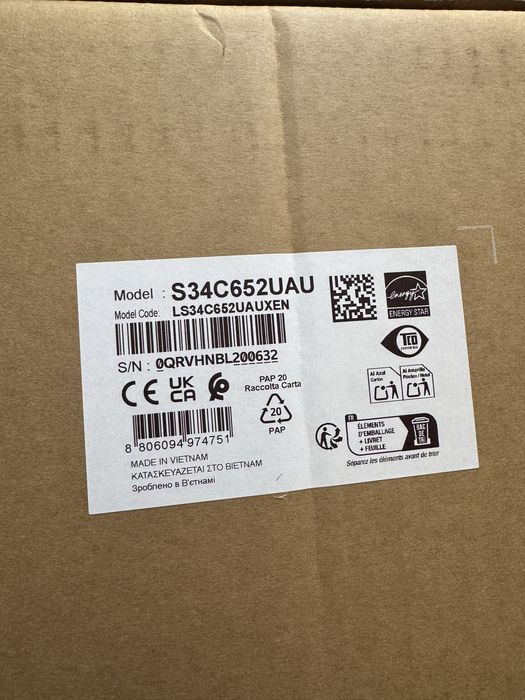 Monitor Samsung 34" ViewFinity S6 (LS34C652UAUXEN)