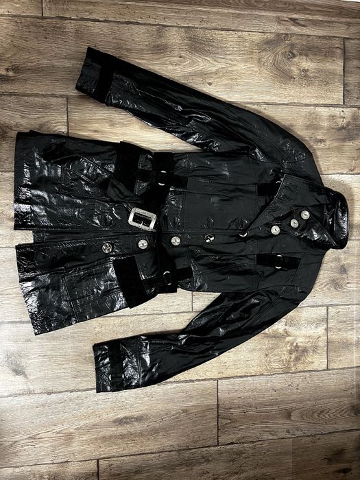 Шкіряна подовжена куртка розміру S