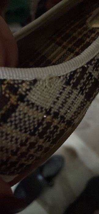 Sabrinas em tecido xadrez bege/castanho 36