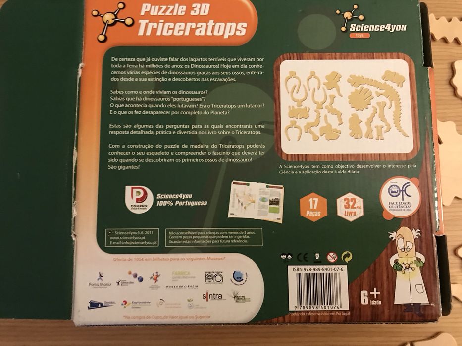 Puzzle 3D Triceratops, Science4you