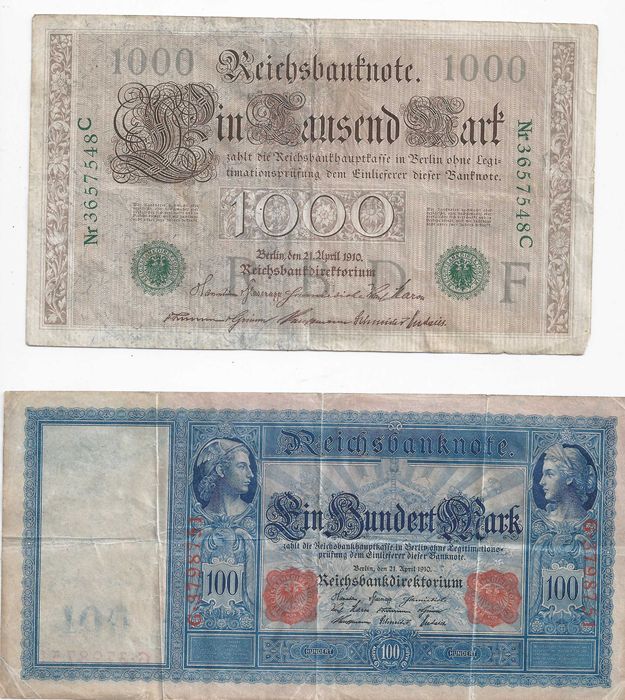 Alemanha 1910, 2 Notas usado