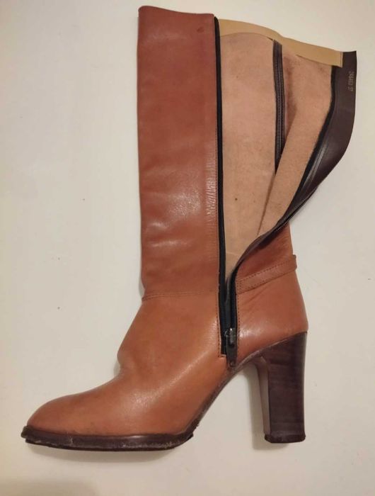 Kozaki wysokie, skóra naturalna, leather