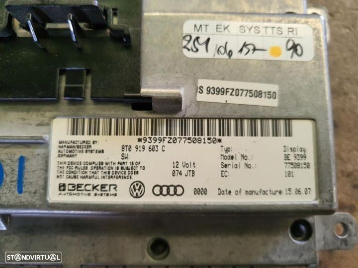 Display Multifunções do radio gps navegação Audi A5 8T - 8T09.19603C