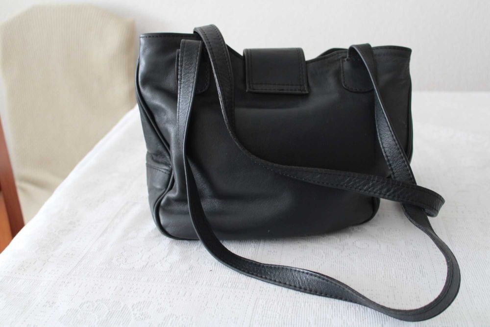 Mala em pele genuína, vintage, clássica de grande qualidade