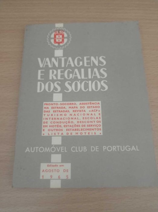 vendo livro Vantagens e regalias dos sócios automóvel club de Portugal