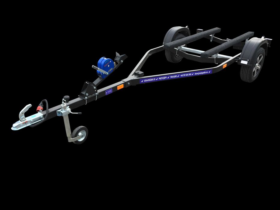 Nowa przyczepa pod skuter wodny PP-600, DMC 600 kg, czarna, alufelgi