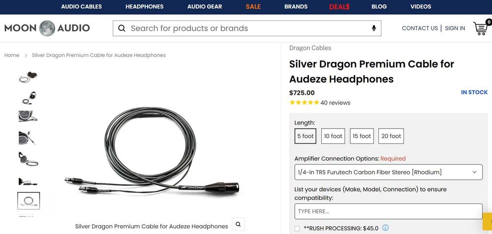 Audeze LCD Premium, Moon Audio Silver, Black Dragon преміальні кабелі