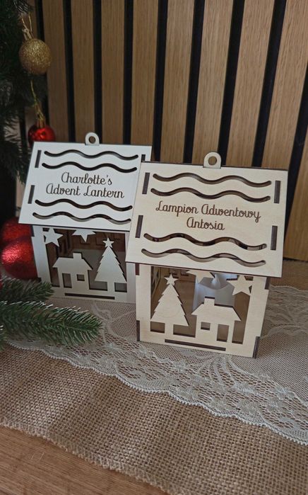 Świąteczny lampion z LED – personalizacja imienia