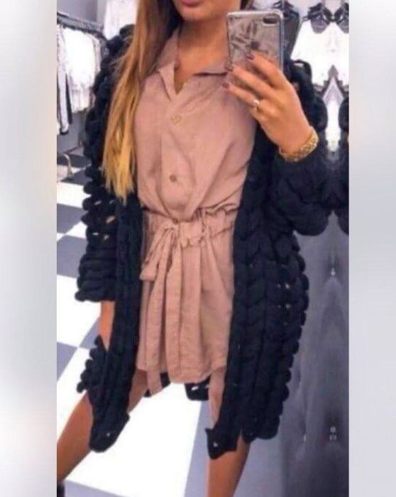 Włoska sukienka tunika beż boho over wiosna