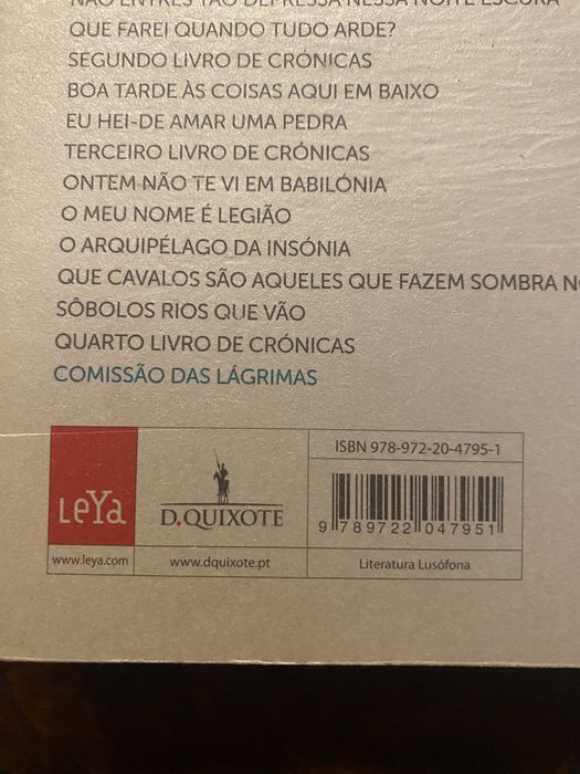 Livro “Comissão das Lágrimas - António Lobo Antunes”